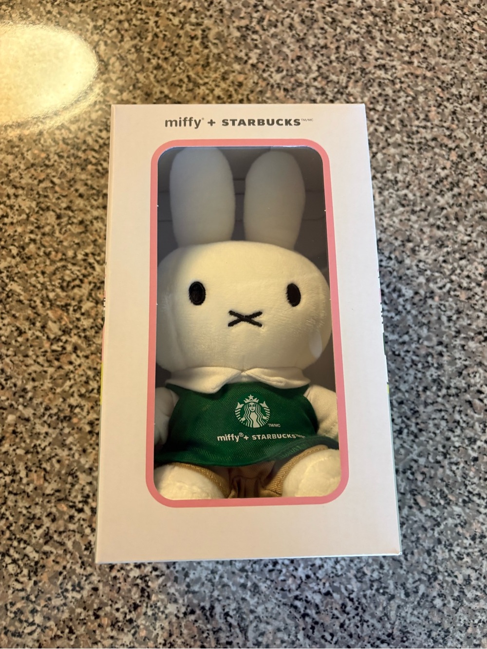 miffy plush with white, green, black and pink accents